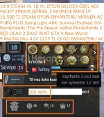9 MADALYALI 4 LV 1275 TL CS GO ENVANTERLİ RED DEAD 2 DAYZ