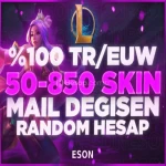 ⭐(ULTRAVİP) %100 TR-EUW 50-850 SKİN MAİL DEĞİŞEN⭐