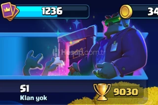 9000 kupalı 119 karakterli clash royale hesabı