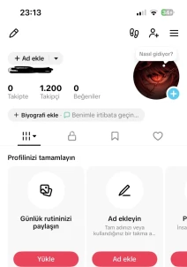 1200 TAKİPÇİ TİKTOK HESABI UYGUN