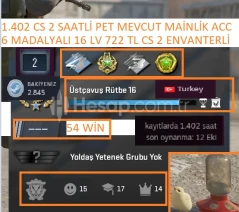 6 MADALYALI 16 LV 722 TL CS 2 ENVANTERLİ 1.402 CS 2 SAA