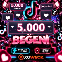 TikTok 5.000 Beğeni | 🛡 7 GÜN GARANTİLİ