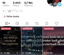 5.4 Takipçili 5.7 Milyon beğenili Organik Hesap