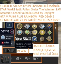 15 MADALYALI 22 LV FACEİT 750 TL CS 2 ENVANTERLİ GTA V