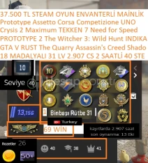 18 MADALYALI 31 LV 2.907 CS 2 SAATLİ GTA V RUST The Qua