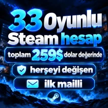 33 Oyunlu  ilk mailli +saatli herşeyi değişen hesap