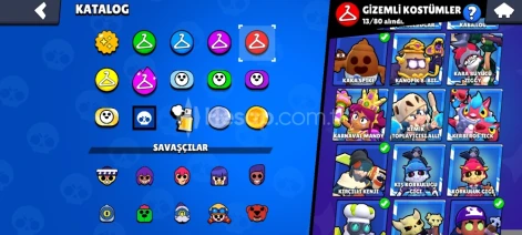77k brawl stars 327 toplam kostüm