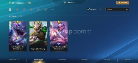 250 skın 3 ihtişamlı skinli hesap