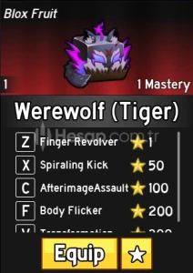 Werewolf Tiger - Blox Fruits (ucuz)