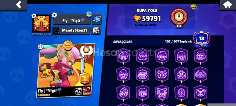 💥BRAWL STARS HESABIKARAKTERLER FULL56 BİN KUPA💥