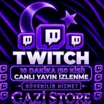 ⭐TWİTCH 10 DK CANLI YAYİN İZLENME (50 KİŞİ)+GARANTİLİ⭐