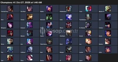 ⭐ TR 44 Level | 41 Şampiyon | 12 Skin | UNRANKED ⭐