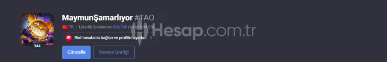 Lol hesap  tr server 344 level hesap