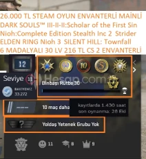 6 MADALYALI 30 LV 1.430 CS 2 SAATLİ ELDEN RING Nioh 3 S