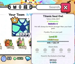 Titanic Soul Owl 21.4b Rap💎 PS99 💎