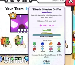 Titanic Shadow Griffin 15.1B Rap💎 PS99 💎