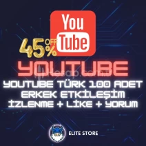 YouTube Hit Paket | 100 Türk Erkek İzlenme + Like + Yorum