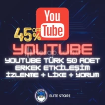 YouTube Hit Paket | 50 Türk Erkek İzlenme + Like + Yorum