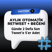 Aylık Retweet + Beğeni I Günde 2 Defa 5 Adet