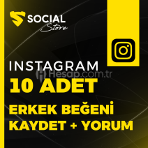 Instagram 10 Adet Erkek Beğen + Kaydet + Yorum Yap
