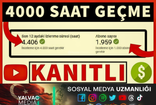 YOUTUBE 4000 SAAT İZLENME SAATİ