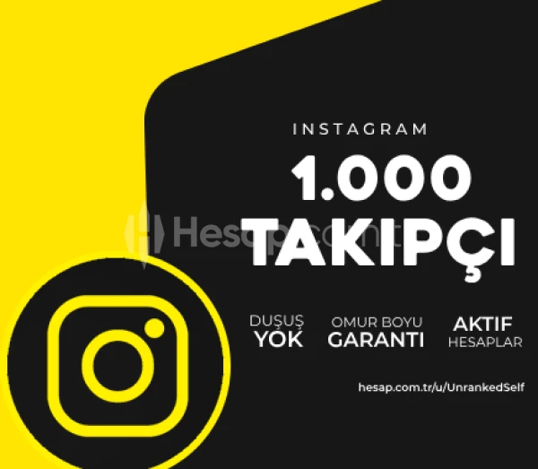 (DÜŞÜŞ YOK) Instagram 1000 Gerçek Takipçi
