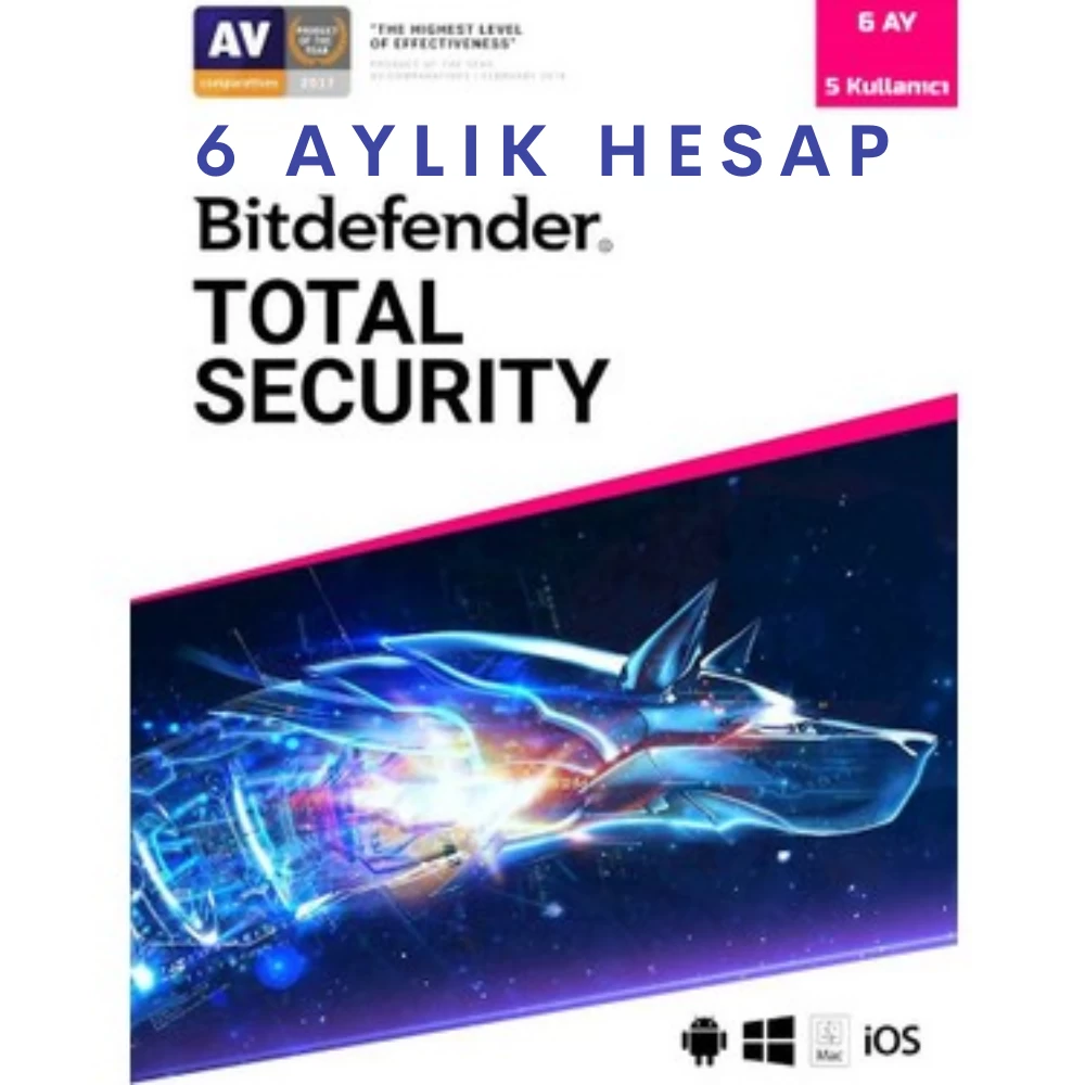 Bitdefender Total Security 2023 Antivirüs - 3 Ay 5 Cihaz Hesap